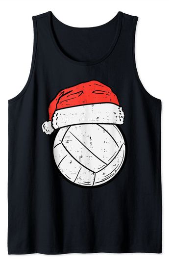 Volleyball Santa Hat Sports Christmas PJs Xmas Pajama Tank Top
