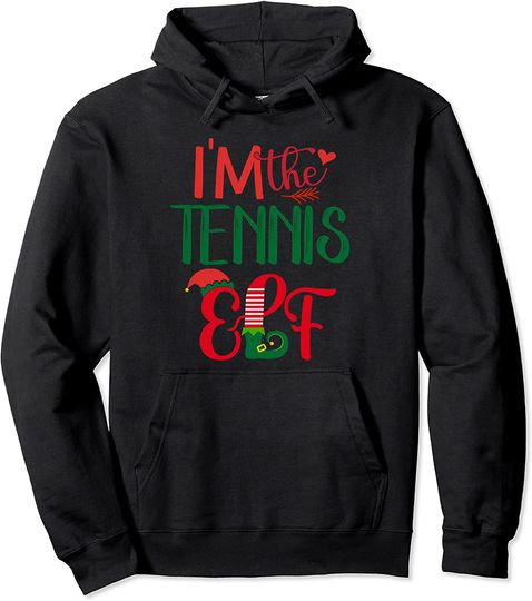 I'm The Tennis Elf Matching Group Family Christmas Pajama Pullover Hoodie