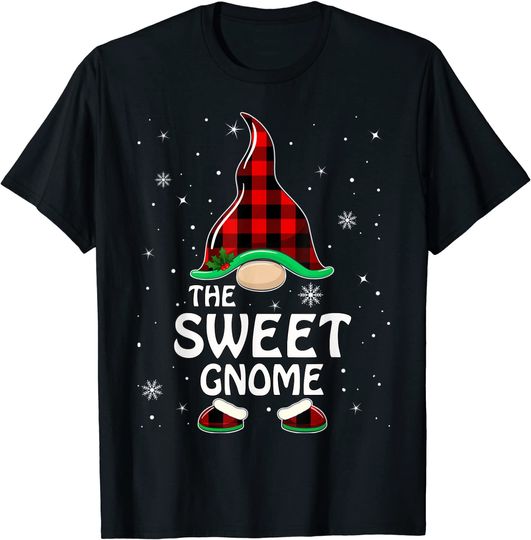 Sweet Gnome Buffalo Plaid Matching Family Christmas T-Shirt