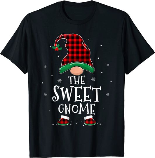 Sweet Gnome Family Matching Plaid Christmas Gnomes T-Shirt