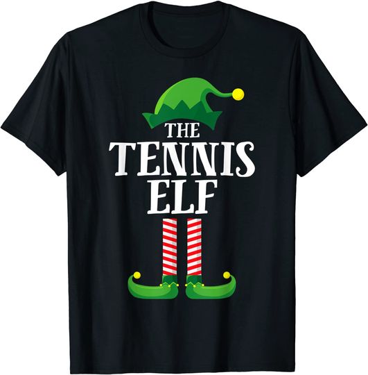 Tennis Elf Matching Family Group Christmas Party Pajama T-Shirt