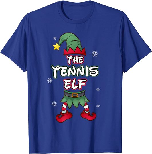 Tennis Elf Matching Family Group Christmas Party T-Shirt
