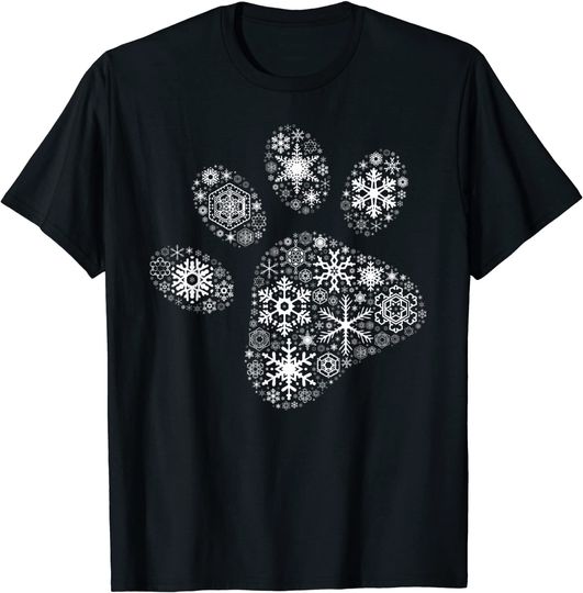 Snowflake Puppy Merry Christmas Gifts Dog Paw Print T-Shirt
