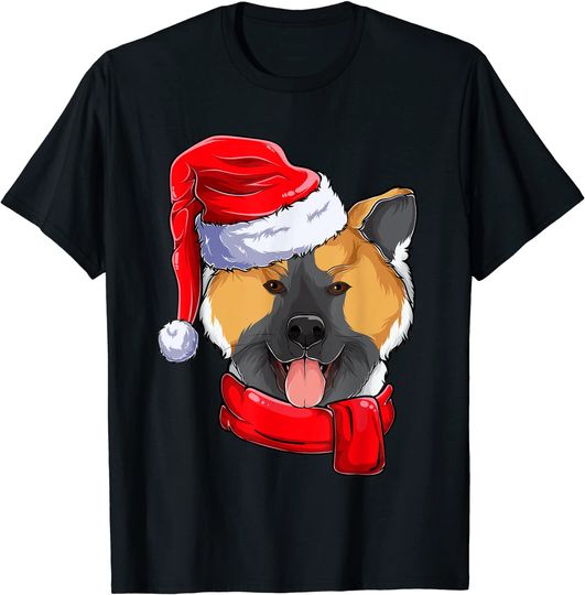 American Akita Dog Santa Claus Apparel Funny Christmas T-Shirt
