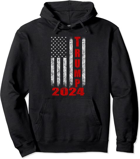American Flag Design Trump 2024 Pullover Hoodie