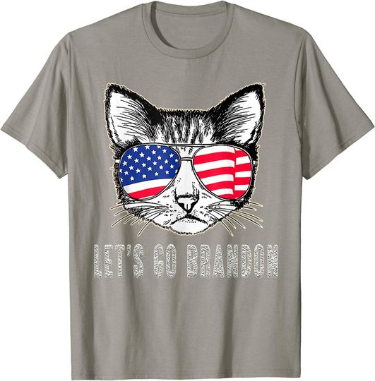 Let's Go Brandon Cat American Flag T-Shirt