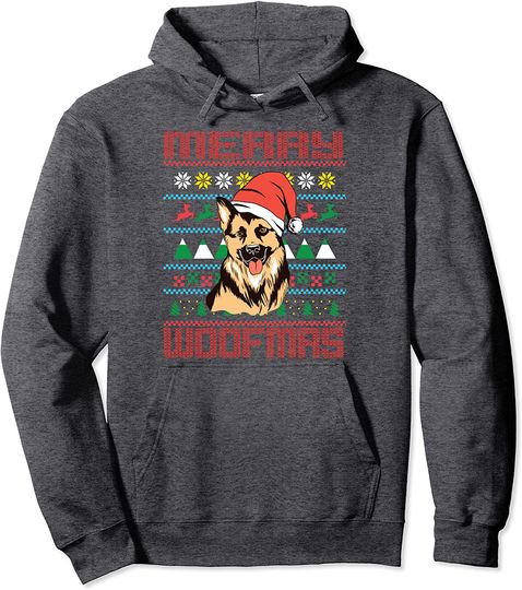 Merry Woofmas German Shepherd Dog Christmas Pullover Hoodie