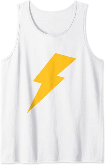 Yellow Lightning Bolt Print Symbol White Background Gift Tank Top