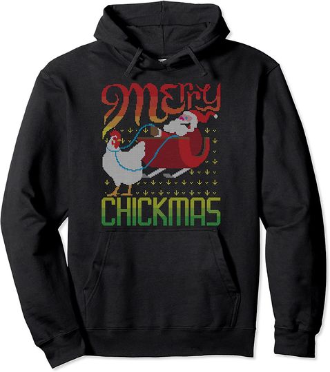 Merry Chickmas Chicken Ugly Christmas Sweater Poultry Farmer Pullover Hoodie