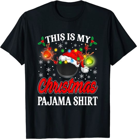 This is My Christmas Ice Hockey Pajama Lights Santa Xmas T-Shirt