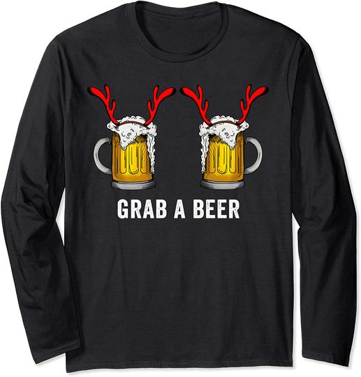 Grab a Beer Boobs Ugly Christmas Sweater Sexy Funny Tits Long Sleeve