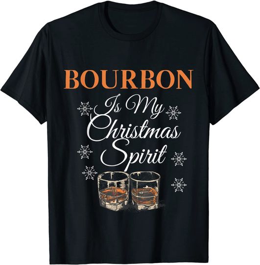 Bourbon Is My Christmas Spirit Christmas Drinking T-Shirt