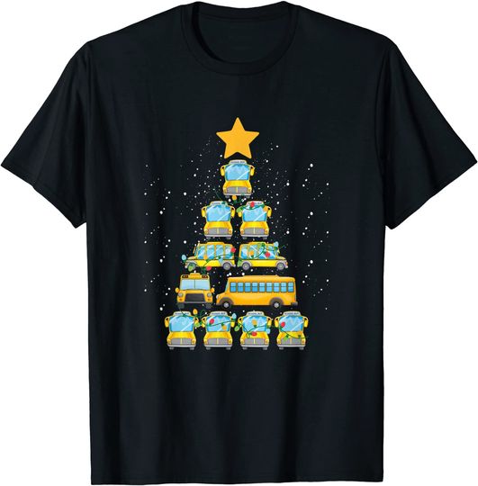 Christmas Tree Ornaments Yellow School Buses Xmas Driver T-Shirt