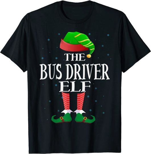 Bus Driver Elf Funny Matching Pajama Group Christmas T-Shirt
