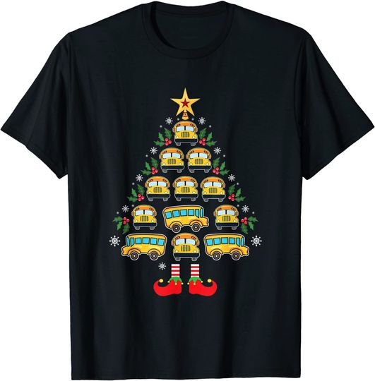 Christmas School Bus Tree Xmas Driving Specialist Costume T-Shirt