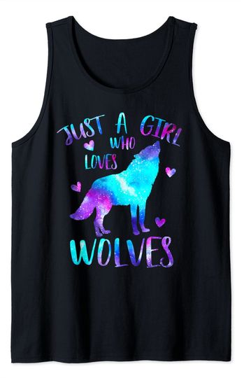 Just A Girl Who Loves Wolves Galaxy Space Tank Top