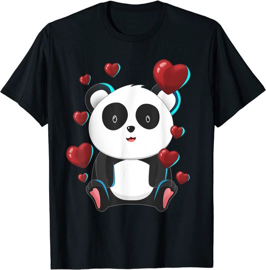 Cute Panda Bear Valentines Day Love Heart gift T-Shirt