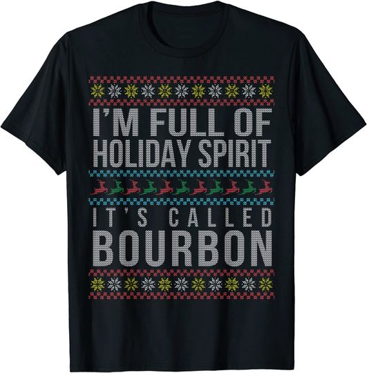Ugly Christmas Drinking Bourbon Holiday Party T-Shirt