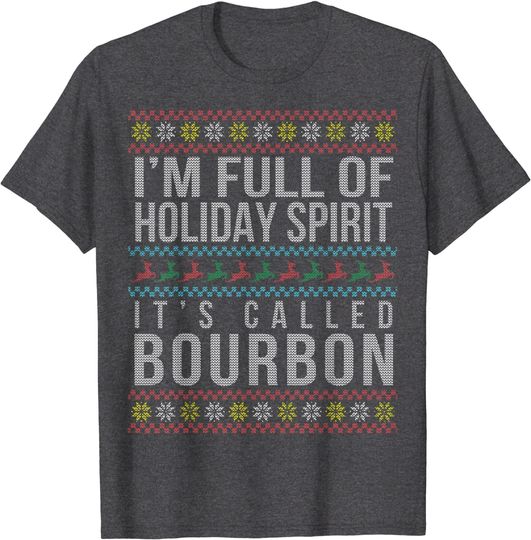 Ugly Christmas Drinking Bourbon Holiday Party T-Shirt
