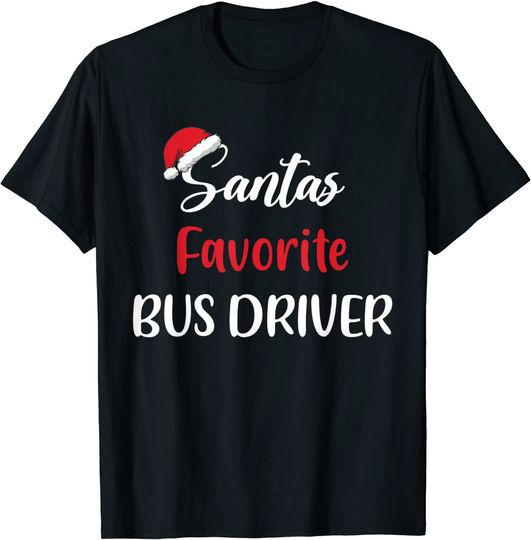 Santa’s Favorite Bus Driver Pajama Christmas Xmas T-Shirt