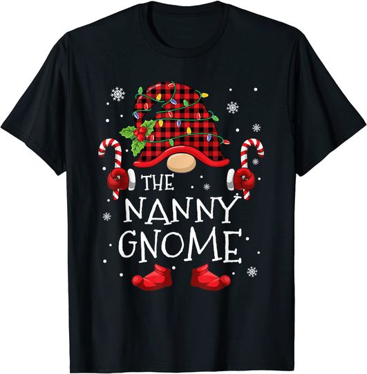 Nanny Gnome Buffalo Plaid Christmas Tree Family Xmas T-Shirt