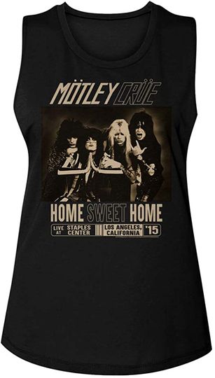 Motley Crue Heavy Metal Rock Band Home Sweet Home Blk Ladies Muscle Tank Top