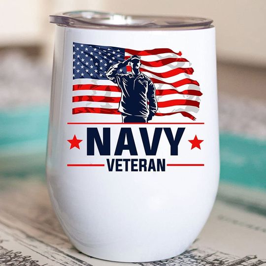 Navy Veteran Tumbler 12 oz, Memorial Day Hero Tumbler, Veteran US Veteran Day For Dad Tumbler