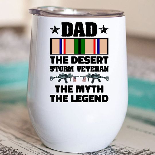 The Desert Storm Veteran The Myth The Legend Tumbler For Dad, Veteran Flag Tumbler, Veteran Dad Tumbler 12oz