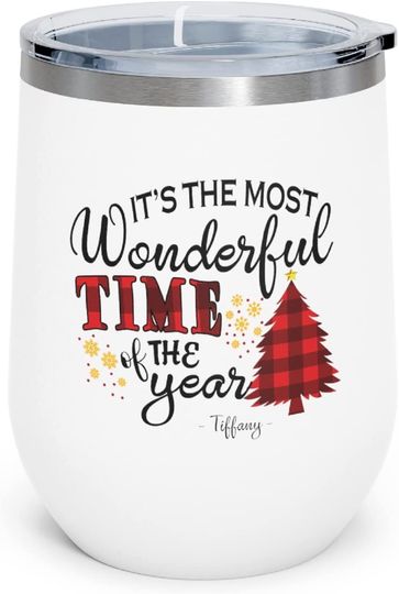 It's The Most Wonderful Time of The Year Wine Tumbler, Merry Christmas Blessing Stainless Steel Tumbler