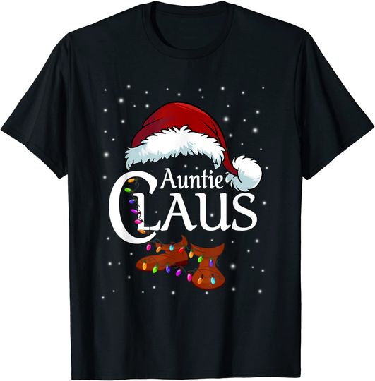 Auntie Claus Shirt, Family Matching Auntie Claus Pajama T-Shirt