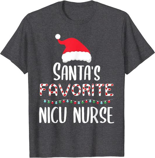 Santas Favorite NICU Nurse Pajamas Xmas NICU Nurse Costume T-Shirt