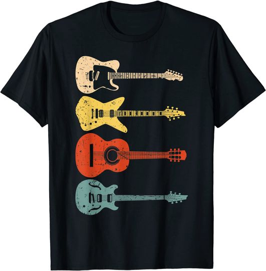 Cool Guitar Players Art Men Women Vintage Acoustic Guitarist T-Shirt