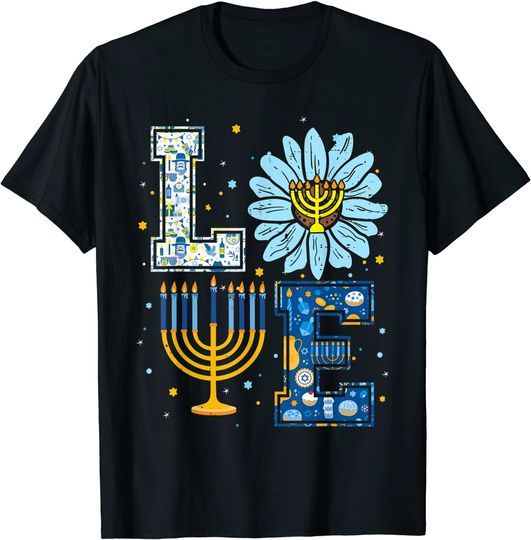 Love Jewish Daisy Hanukkah Pajamas Chanukah T-Shirt