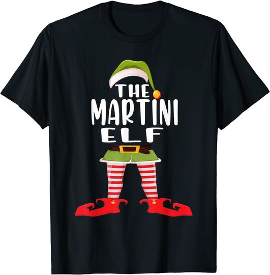 Martini Elf Family Group Matching Christmas Party Pajama T-Shirt