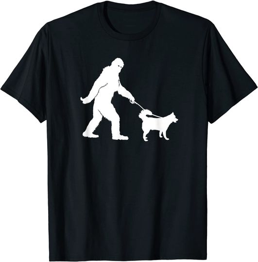 Bigfoot Sasquatch Walking Husky Dog Lovers Gift T-shirt T-Shirt