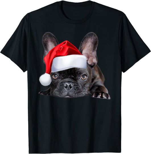 French Bulldog Santa Hat Frenchie Christmas T-Shirt