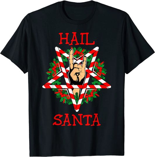 Hail Santa Sleigher Christmas Tee Rock Metal Gift T-Shirt