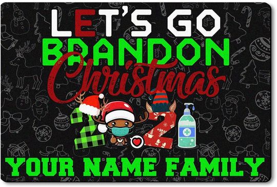 Custom Santa Merry Christmas Let's Go Brandon Doormat