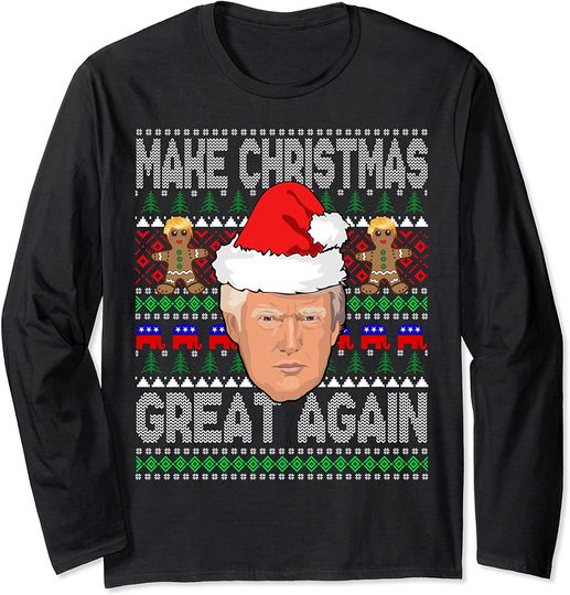 America Make Christmas Great Again Funny Trump Christmas Long Sleeve