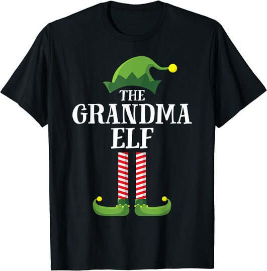 Grandma Elf Matching Family Group Christmas Party Pajama T-Shirt