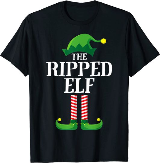 Ripped Elf Matching Family Group Christmas Party Pajama T-Shirt