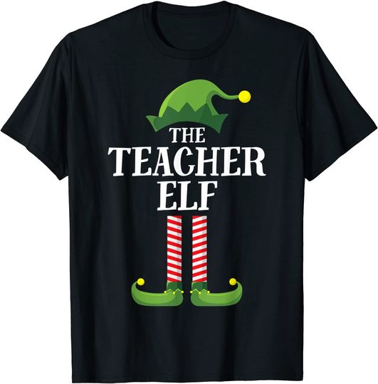 Teacher Elf Matching Family Group Christmas Party Pajama T-Shirt