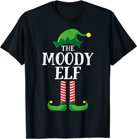 Moody Elf Matching Family Group Christmas Party Pajama T-Shirt