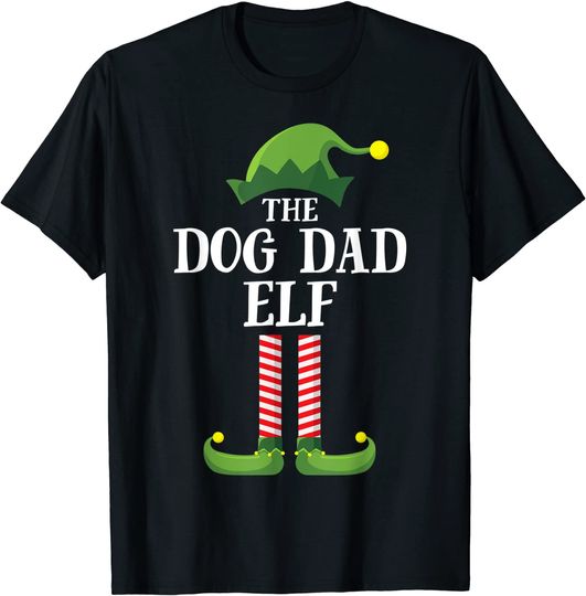 Dog Dad Elf Matching Family Group Christmas Party Pajama T-Shirt
