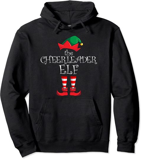 Cheerleader Elf Matching Family Christmas Pajama Cheer Elf Pullover Hoodie