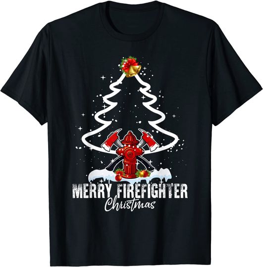 Fire Wife Life Xmas Tree Merry Firefighter Christmas Pajama T-Shirt