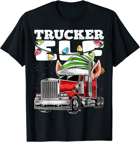 Trucker Elf Truck Driver Big Rig Christmas T-Shirt