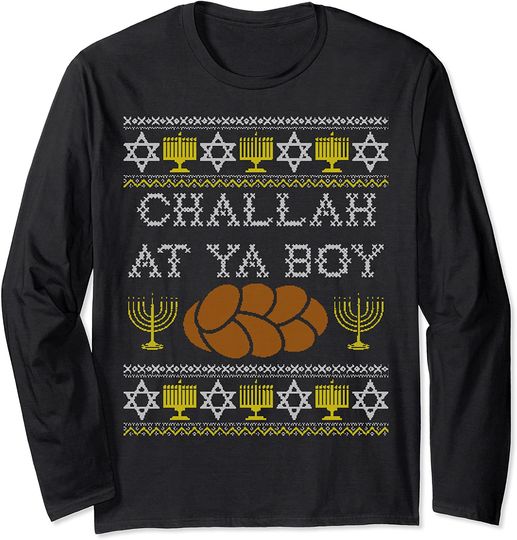 Challah At Ya Boy Long Sleeve Shirt Funny Hanukkah Food Gift Long Sleeve
