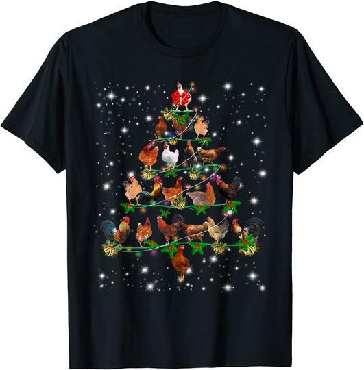 Chickens Christmas Tree Tee Ornament Decor T-Shirt