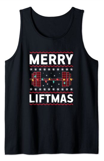 Merry Liftmas Gym Equipment Men Holiday Gift Ugly Christmas Tank Top